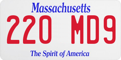 MA license plate 220MD9