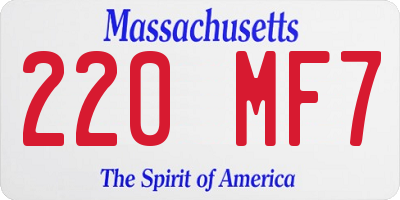 MA license plate 220MF7