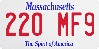 MA license plate 220MF9