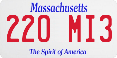 MA license plate 220MI3