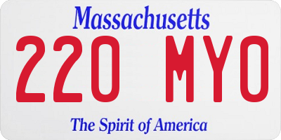 MA license plate 220MY0