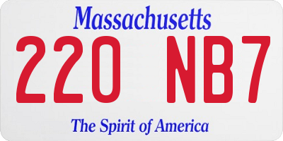 MA license plate 220NB7