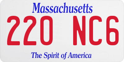 MA license plate 220NC6