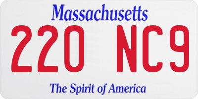 MA license plate 220NC9