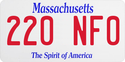 MA license plate 220NF0