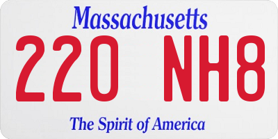 MA license plate 220NH8