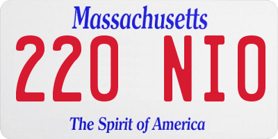 MA license plate 220NI0