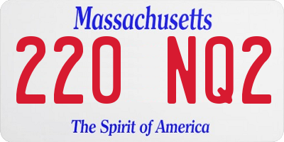 MA license plate 220NQ2