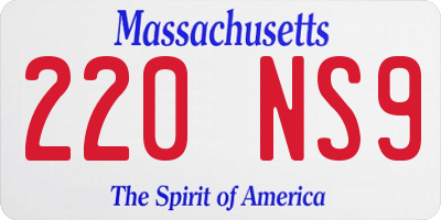 MA license plate 220NS9