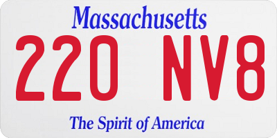 MA license plate 220NV8