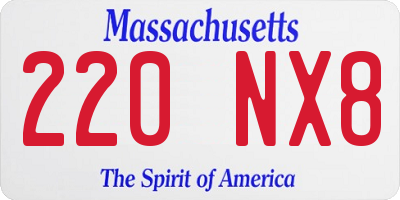 MA license plate 220NX8