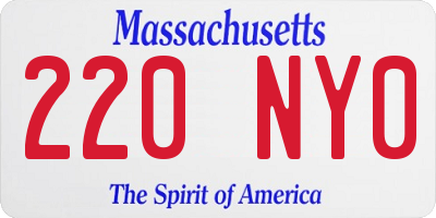 MA license plate 220NY0