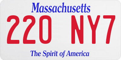 MA license plate 220NY7