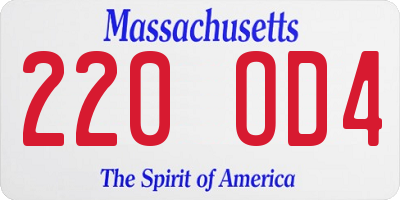 MA license plate 220OD4
