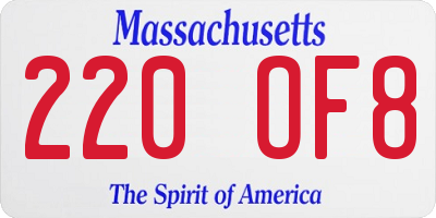 MA license plate 220OF8