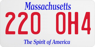 MA license plate 220OH4