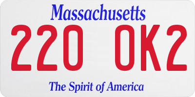 MA license plate 220OK2