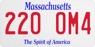 MA license plate 220OM4