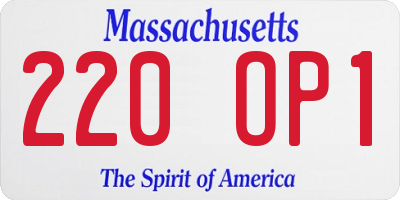 MA license plate 220OP1
