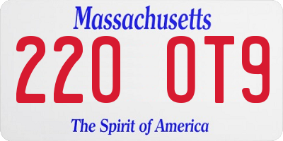 MA license plate 220OT9