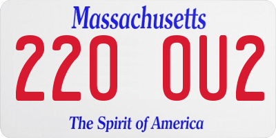 MA license plate 220OU2