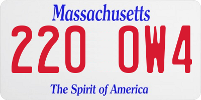 MA license plate 220OW4