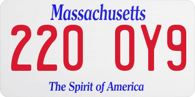 MA license plate 220OY9