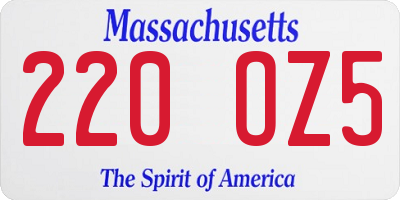 MA license plate 220OZ5