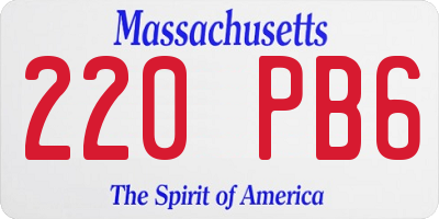 MA license plate 220PB6