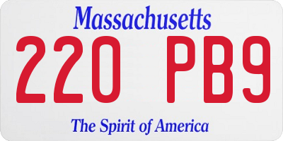 MA license plate 220PB9