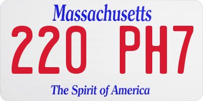 MA license plate 220PH7