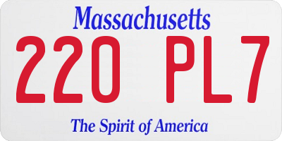 MA license plate 220PL7