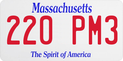 MA license plate 220PM3