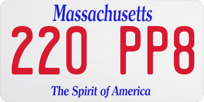 MA license plate 220PP8