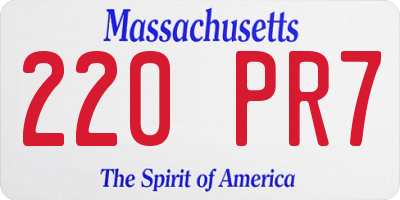 MA license plate 220PR7