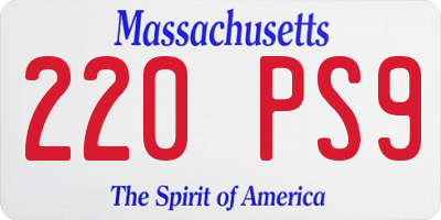 MA license plate 220PS9