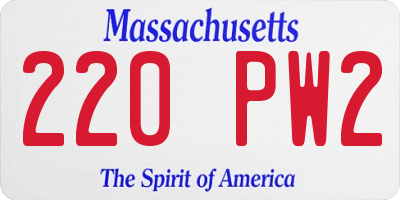 MA license plate 220PW2