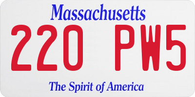 MA license plate 220PW5