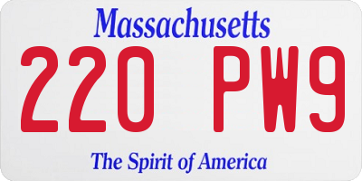 MA license plate 220PW9