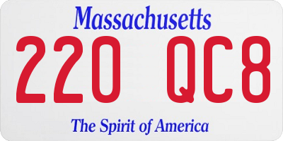 MA license plate 220QC8