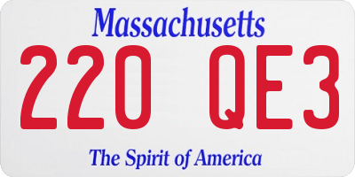 MA license plate 220QE3