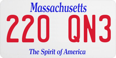 MA license plate 220QN3