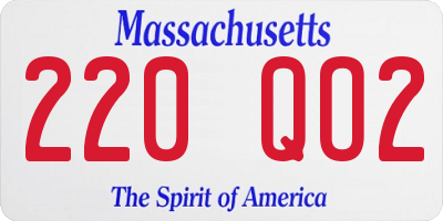 MA license plate 220QO2