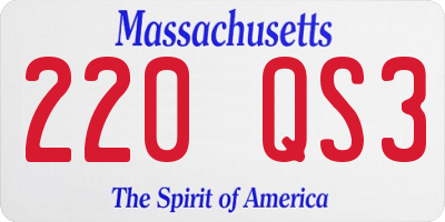 MA license plate 220QS3