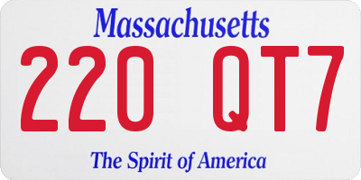 MA license plate 220QT7