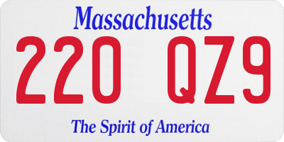 MA license plate 220QZ9