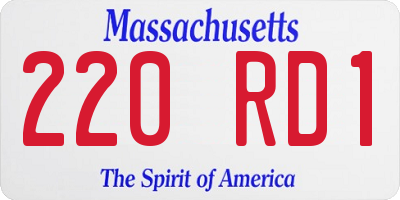 MA license plate 220RD1
