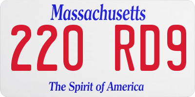 MA license plate 220RD9