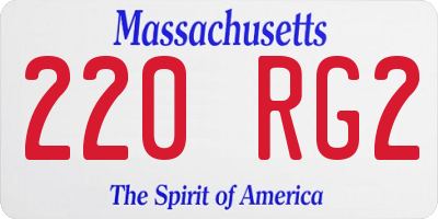 MA license plate 220RG2