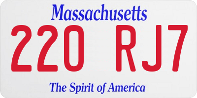 MA license plate 220RJ7